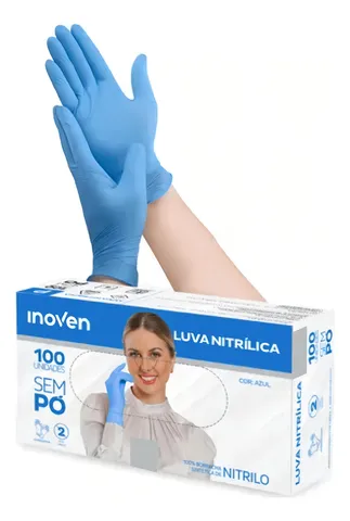 Luva Nitrilica Azul P S/Po 100 Unidades