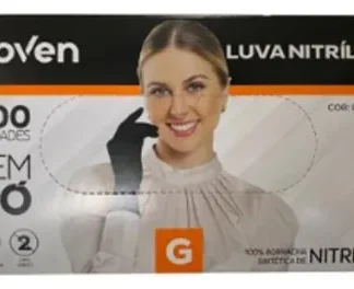 Luva Nitrilo Preta Tamanho G 100 Unidades Inoven39